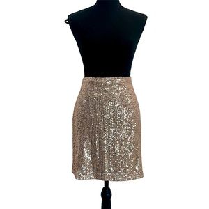 Steve Madden rose gold sequin appliqué miniskirt disco 70s sparkly lined L NWT